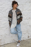 Earth toned geometric knit cardigan