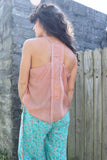 Lace trim racer back cami (Peach)