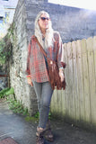 Fringe camel handbag