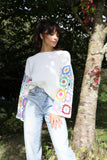 Colourful crochet sleeve jumper