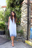 Lace trim racer back slip dress (Dusty blue)