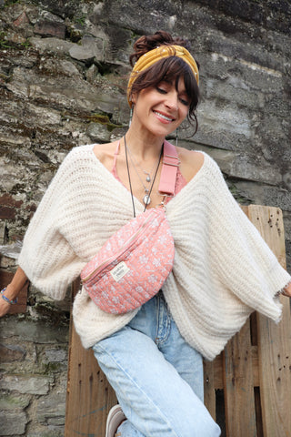 Pink floral cross body bag