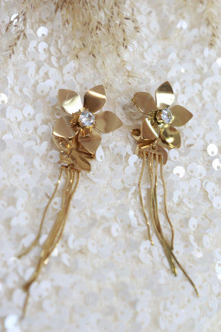 Flower tassel earrings (Gold)