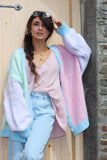 Colour block cardigan with buttons