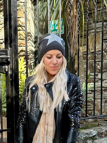 Fur lined Sequin star beanie