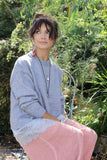 Silky lace trim jumper (Grey)