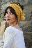 Pony tail beanie (Mustard)