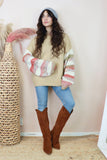 Tan scalloped sleeve jumper