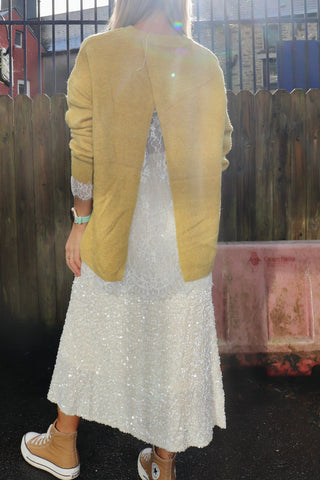 Open back lace detail jumper (Ochre)