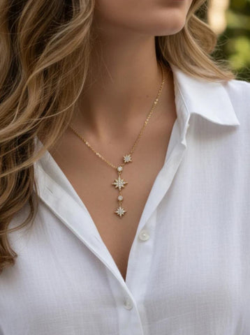 Cluster star drop necklace (Gold)