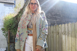 Embroidered embellished khaki jacket