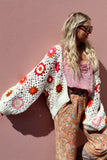 Pink floral crochet cardigan