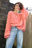 Ruffle sleeve coral jumper