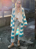 Long stripe knit cardigan