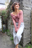 Pink lace ruched top