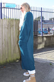 Teal long knit cardigan