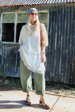 Asymmetrical lace trim tee