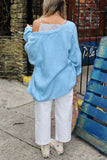 Soft blue ruffle sleeve cardigan