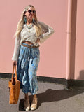 Tiered floral blue trousers