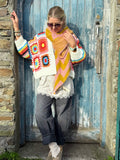 Colourful patchwork and stripe cardigan