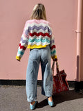 Colourful zig zag knit jumper