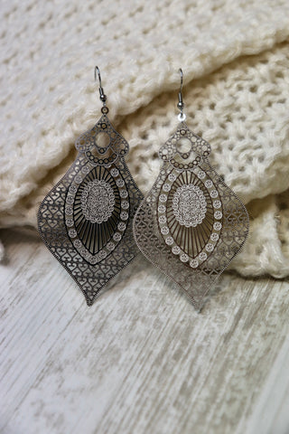 Ornate drop earrings (Silver)