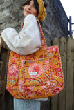 Mustard and berry floral quilted bag