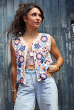 Pink floral crochet waistcoat