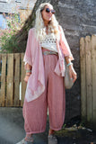 Crochet embellished kimono (Pink)