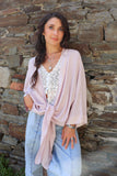 Silky trim kimono (Light pink)