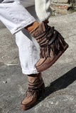 Taupe western wedge boots