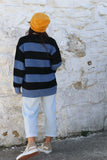 Glitter knit trim stripe cardigan