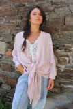 Silky trim kimono (Light pink)