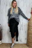 Oversized sequin and velvet silver t-shirt
