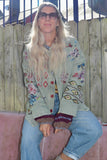 Embroidered embellished khaki jacket