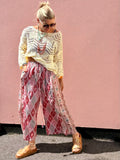 Pink diamond floral trousers