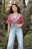 Red floral wrap top