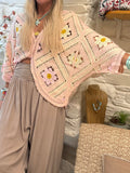 Light pink  flower crochet cardigan