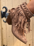 Fringe western ankle boots