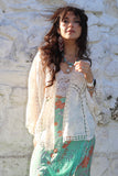 Crochet and embroidered kimono