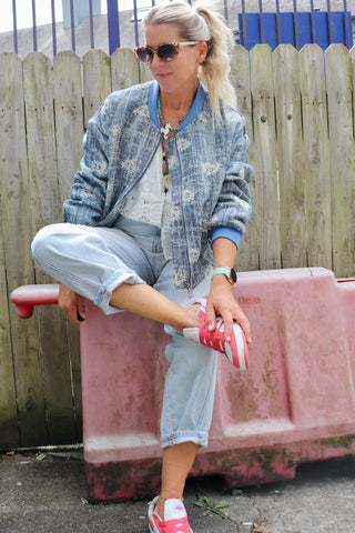Paisley embroidered bomber jacket