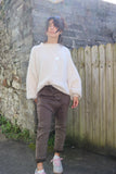 Side zip jeans chocolate brown