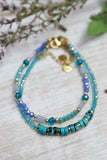 Blue beaded layered bracelet