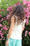 Broderie side tie top
