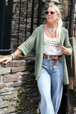 Open knit cardigan (Khaki)