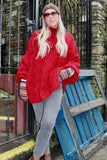 Oversized red cable knit jumper