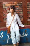 Embroidered sleeve blouse