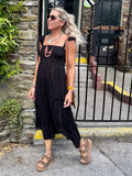Black flutter sleeve dress