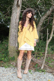 Lace trim mustard cardigan