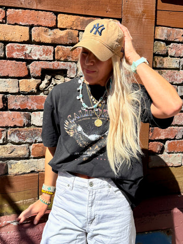 Black acid washed eagle tee